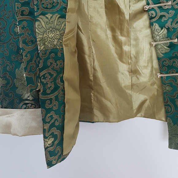 [KE MING] Elaborate Green and Gold Asian Jacket - Picture 8 of 13